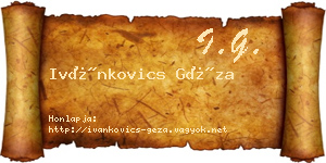 Ivánkovics Géza névjegykártya