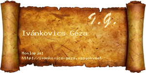 Ivánkovics Géza névjegykártya